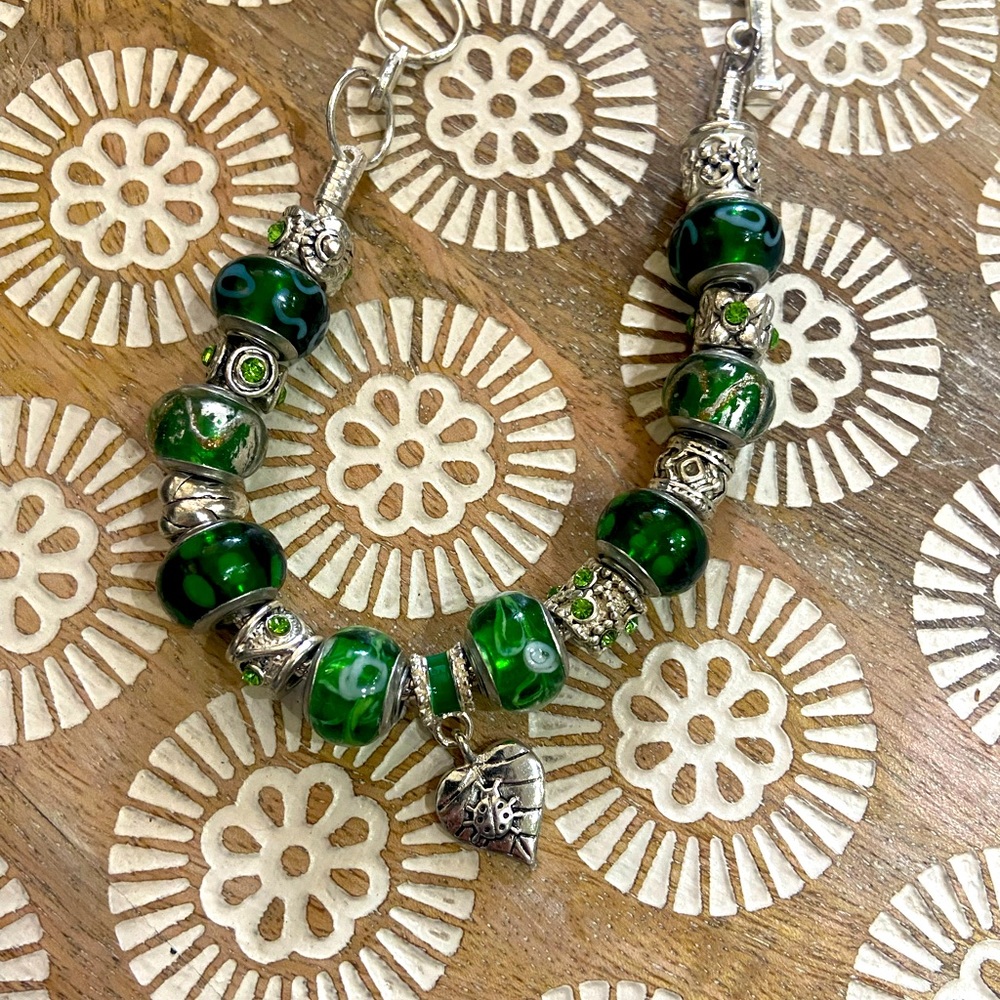 Charm bracelet Willabee and Ward jewelry Sky Garden Green Leaf Charm bracelet
